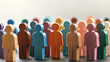 © Chiam - Adapt leadership style to meet the needs concept. Colorful wooden figures representing diverse groups of people.