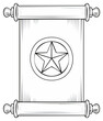 © НАТАША БОМБАК - Star Symbol on Rolled Scroll Banner Design Element