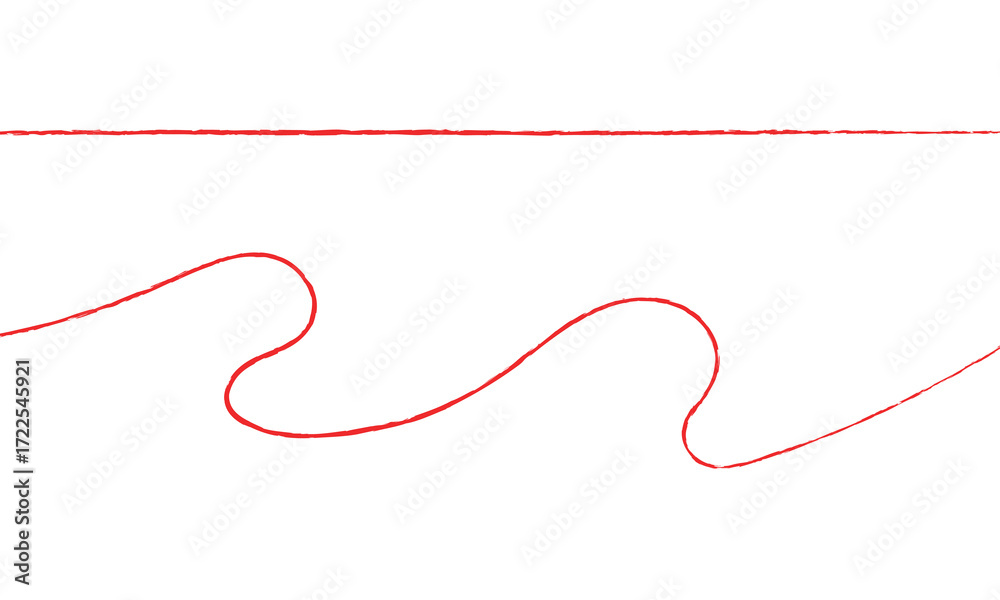 Red thread isolates on a white background. red thread looped in a ...