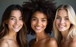 © si - Multi ethnic beauty or interracial friendship. Caucasian, Asian group of beautiful woman with different types of hair. High quality