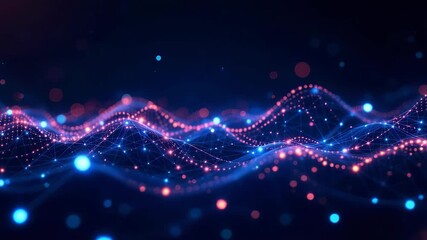 Wall Mural - Abstract visualization of data flow, featuring glowing particles and interconnected lines, creating a dynamic, modern design.