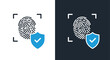 © Ryan - Secure fingerprint scan icon with shield for identity verification and data protection