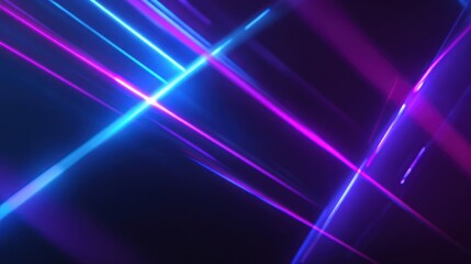 Wall Mural - Abstract image of vibrant blue and pink neon-like light streaks on a dark background