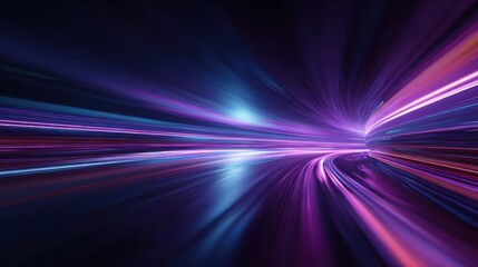 Wall Mural - Abstract light trails create a dynamic tunnel effect with vibrant pink and blue hues
