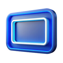 3d futuristic neon sign frame isolated on transparent background