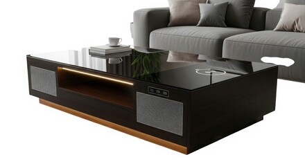 Modern coffee table isolated on transparent background 