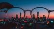 © Candra - NYC Skyline Through Glasses Urban Dreamscape at Dusk.