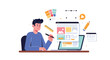 © alfian - Web designer at work creating website layout with design tools and color palette creating the ultimate design experience