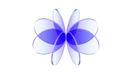 Wall Mural - Abstract geometric animation, rotating glass circles on a white background, 4k looping video, 3d render