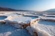 © LEXI Studio - Vast salt flats with crust formations under a clear blue sky.