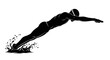 © jono - Dynamic black silhouette of a swimmer launching into water representing skill and precision