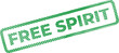 ©  Design_ mn - A green and white dotted stamp proclaims Free Spirit in a bold, diagonal design