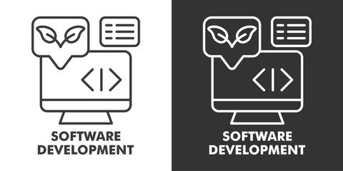 Software Development Icon Filled Outline Vector Illustration in Black and White