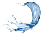 blue water splash isolated on a white background. 3d render