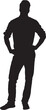 © Curto - vector,silhouette of front view of a man standing looking at camera arms akimbo