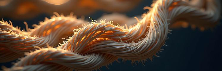Wall Mural - textured swirling network fibers soft focus warm golden light casting intricate shadows dark neutral