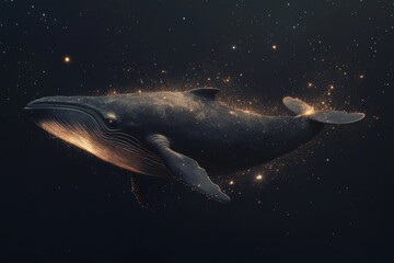 Wall Mural - Surreal whale in cosmic ocean dreamscape for creative design