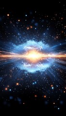 Wall Mural - vibrant digital explosion abstract energy burst with glowing sparks and cosmic galaxy effects