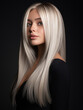 © 수동 김 - Beautiful blonde woman with long, straight hair, high-fashion portrait studio photo