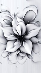 Wall Mural - Elegant Monochrome Floral Design with Contemporary Swirls and Delicate Tendrils in Soft Light