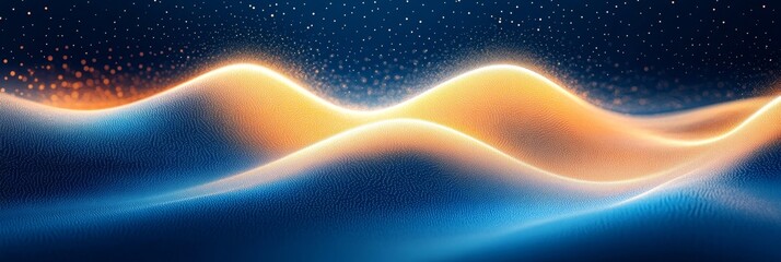 Sticker - abstract flowing waves in vibrant orange and blue colors representing technology and innovation