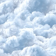 Wall Mural - Seamless Pattern of Blue and White Fluffy Clouds Background Texture