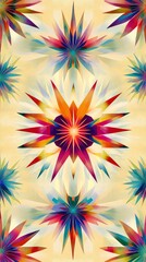Wall Mural - Colorful flower pattern with a yellow background