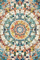 Wall Mural - Colorful mosaic tile design with a blue center