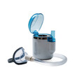 © Barkat - Compact portable nebulizer machine with mask and tubing for respiratory therapy isolated on transparent background