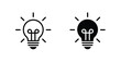© VectorCraze - Set of two stylized light bulb icons—outline and filled variations symbolizing ideas, illumination, contrast, and digital interface states