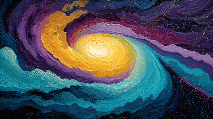 Wall Mural - Abstract Spiral Galaxy Paint Swirl in Vibrant Colors