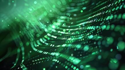 Wall Mural - Dynamic Green Digital Data Wave
