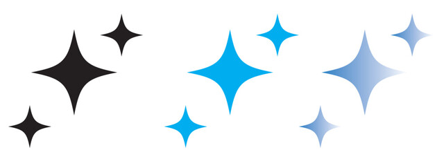Wall Mural - Ai star icons. Magic sparkle stars symbol on black stars