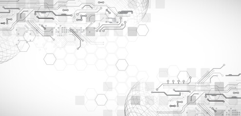 Wall Mural - Abstract circuit board background with sphere. Hi-tech digital technology concept. Vector.
