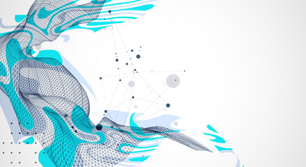 Wall Mural - The abstract wave is made in a frame style. Template for science and technology presentation. Vector art.