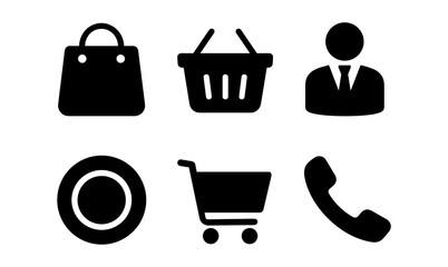 Wall Mural - Collection of simple shopping and communication icons for digital design