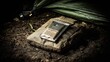 © MaiStock - Military Survival Gear Close-Up with Ration Pack on Ground