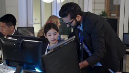 Group of programmers are coding at office. Business, Coding programs, AI applications, technology.