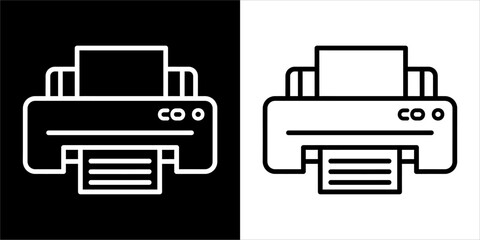 Simple black and white line drawing of a printer.