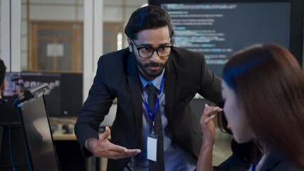 Group of programmers are coding at office. Business, Coding programs, AI applications, technology.