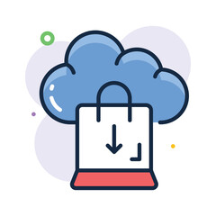 Wall Mural - cloud with shopping bag concept icon of cloud shopping in modern style