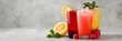 © AI Petr Images - Refreshing symphony of citrus and berry mocktails, embodying summer solstice celebrations and National Lemonade Day, zesty indulgence awaits