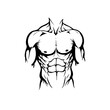 © Rahma - Strong muscular torso illustration featuring defined abs and chest muscles perfect body building