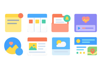 Web development flat icon set. modern interface, ui design elements collection