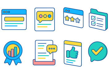 Communication, social media flat icon set. digital interaction icons collection