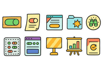 user interface flat icon set. interface, ui, ux elements for web and app design.