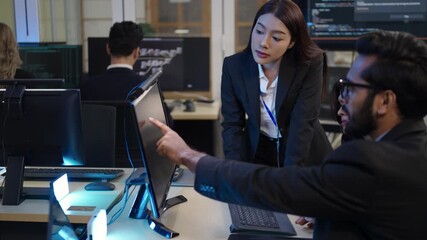 Group of programmers are coding at office. Business, Coding programs, AI applications, technology.