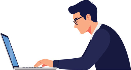 Young Professional Working on Laptop in Office Modern Technology Concept
