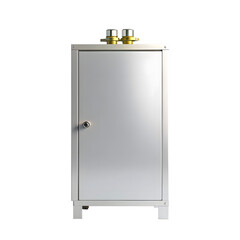 Silver metal cabinet isolated on transparent background for secure storage solution
