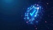 © FimCraft - Glowing digital shield with checkmark represents secure cybersecurity network protection for reliable data privacy and information safety system.